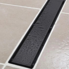Resim Sukar Line/6 Lineer Duş Kanalı Siyah Plain Izgaralı Paslanmaz Çelik Kasalı Koku Önleyicili - 50 cm 