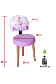Resim Depolife Prenses Sindirella Desenli Çocuk Ders Çalışma Oyun Faliyet Sandalyesi Ahşap Gürgen Ayaklı Koltuk 