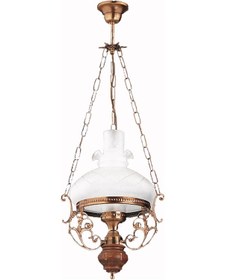 Resim Aladdin Klasik Ahşap Eskitme Tekli Camlı Sarkıt Avize 1 Adet 