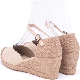 Resim Star Tombis Gerçek Elişi Koyu Bej Burnu Hasır Dolgu Topuk Keten Hasır Espadril Bej 