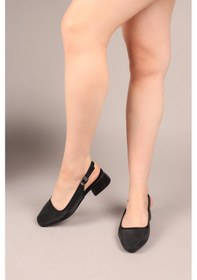 Resim Jubily Lazerli Arkası Açık Topuklu Ayakkabı Siyah-7997 Siyah 