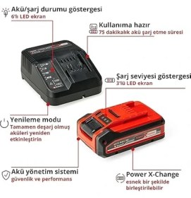 Resim Lidyahan Store Einhell 4 Ah Plus Power X-Change Başlangıç Seti (1x 18V 4 Ah Akü, 1 x 3A Şarj Cihazı, 75 Dakika Şarj Süresi, Tüm Power X-Change Cihazları Için Uygundur) 
