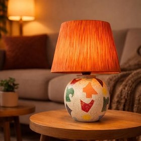 Resim Carte Handmade Seramik Abajur Turuncu | Modern Masa Lambası | E27 Uyumlu | Dekoratif İç Mekân Aydınlatması: 