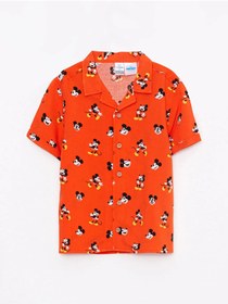 Resim LC Waikiki Polo Yaka Kısa Kollu Mickey Mouse Baskılı Erkek Bebek Gömlek 