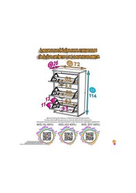 Resim Eliusta Farel 72 Cm Genişlik 3 Kapaklı Ayakkabılık 72x114x26 Cm Beyaz Renk Kapı Önü/antre Ayakkabılık Beyaz 