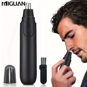 Resim Erkekler ve Kadınlar için MIGUAN Elektrikli Burun & Kulak Kılı Düzeltici - Ağrısız Paslanmaz Çelik Çift Bıçaklı, Sessiz Pil Gücünde Bakım Aracı, Ergonomik Tasarım, Kolay Temizlenebilir Kişisel Bakım Cihazı, Şık Plastik Tasarım 