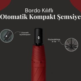 Resim Bordo Kılıflı Otomatik Kompakt Şemsiye Renkli 