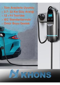Resim Khons Tek Faz 16A 3.6 KW Taşınabilir Elektrikli Araç Şarj İstasyonu 