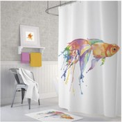 Resim Zethome Tropik Goldfish Banyo Duş Perdesi Tek Kanat 1x180x200 