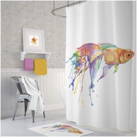 Resim Zethome Tropik Goldfish Banyo Duş Perdesi Tek Kanat 1x180x200 