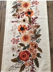 Resim Nakış Çiçek Desenli Runner Çok Renkli 