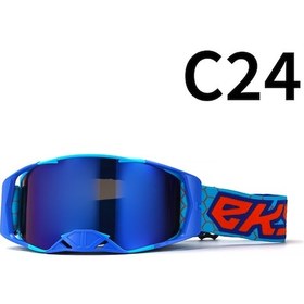 Resim Ccgloball Motosiklet Arazi Gözlüğü Gözlük Bisiklet Gözlüğü C24 Mavi Çerçeve Mavi Renkli Film 
