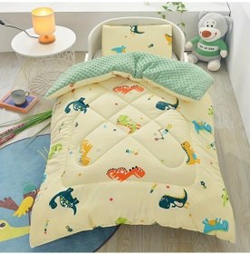 Resim Elmpaly Dino Parti 150x120 CM Bebek ve Çocuklar İçin 4 Mevsim Yumşak Tüylü Yorgan 