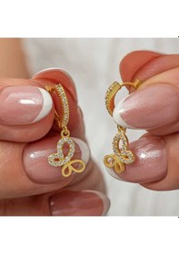 Resim Gümüş Sallantılı Gold Kadın Küpe 
