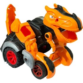 Resim Trust Store Trex Dinazor Figür Araba Sürtmeli Teker Transformers Robot Dinozor 15CM Turuncu 