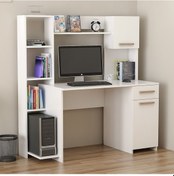 Resim Minar Merry Modern Raflı Dolaplı Çalışma Masası Beyaz 