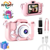 Resim RIVGOT e-öğrenme sistemi, HD çift kamera, zaman atlama fotoğrafçılığı, 33 özel efekt etiketi, MP3 ve oyunlar, 3-12 yaş kız çocukları için taşınabilir oyuncaklar, 32GB SD kart, doğum günü hediyeleri 