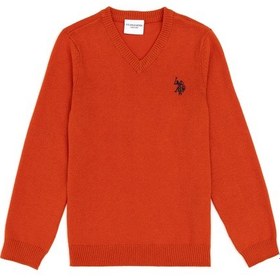 Resim U.S. Polo Assn. Erkek Çocuk Kiremit Basic V Yaka Kazak 50294200-VR031 