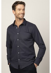 Resim Tudors 26538 Modern Fit Uzun Kol Armürlü Kravatlık Erkek Gömlek Lacivert 