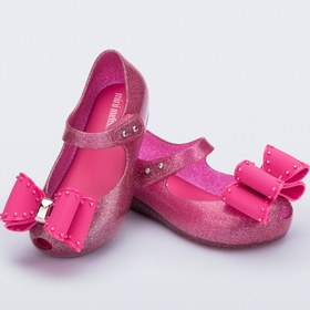 Resim Mini Melissa Ultragirl Classic Bow Simli Pembe Fiyonklu Kız Bebek & Çocuk Babeti | 22-30 Numara | Melflex® Vegan | İkonik Kokulu 