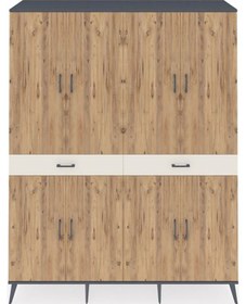 Resim Hyperion Gardrop 10 Raflı 2 Çekmeceli 8 Kapaklı 176x44x221 Antrasit-çam/aytaşı Çam/aytaşı 