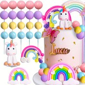 Resim LaVenty 23 Parça Unicorn Pasta Süslemesi Unicorn Doğum Günü Süslemesi Gökkuşağı Pasta Üstü Süsü Unicorn Parti İkramları Gökkuşağı Doğum Günü Süslemesi Doğum Günü Pastası Süslemesi 