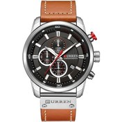 Resim Prestigegoods Curren M8291 Beyaz Siyah Deri Erkek Kol Saati, Kronograf, Tam Takvim, Su Geçirmez, 46mm, Hediye İçin Altın 