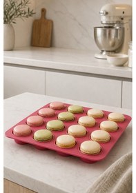 Resim İronika Silikon Makaron Mini Muffin Kek Kalıbı 16 Bölmeli Çok Renkli 
