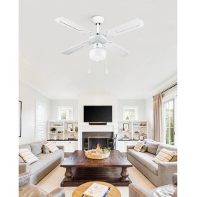 Resim Dlc Poyraz Bakır Motor Lambalı 4 Kanatlı 107 cm Tavan Vantilatörü Beyaz 