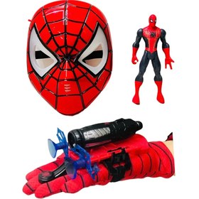 Resim Avengers Işıklı Örümcek Adam Işıklı Örümcek Adam Maske Vantuz Fırlatan Örümcek Adam Eldiven Oyuncak Seti 