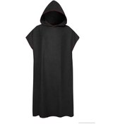 Resim Yetişkinler İçin Sörf Panço Değişen Havlu Çabuk Kuruyan Bornoz Başlıklı Mikrofiber Plaj Battaniyesi Banyo Yüzme Havlusu Siyah Siyah 