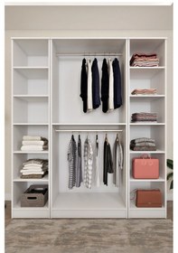 Resim Ases Mobilya Ases Ela863 Geniş Derin Gardırop 4 Kapaklı Bol Raflı 2 Askılıklı Kullanışlı Giysi Dolabı Beyaz 