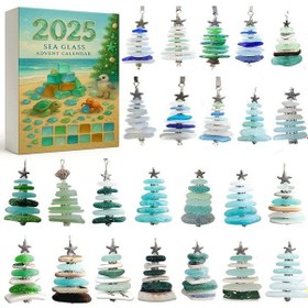 Resim İndirim 2025 Advent Takvimi, 24 Günlük Akrilik Ağaç Süsleri, Kancalı Noel Geri Sayım Süsleri Ocean Glass Julk Sai 