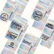 Resim 3-Pack SINMARK Holografik Gümüş Termal Kendinden Yapışkan Etiketler, DIY Logo Tasarımı için Çok Boyutlu, Pırıltılı Termal Yazıcı Etiketler, Phomemo M110/M220 ile Uyumlu, Barkodlar/Logolar/Hediye Etiketleri/Kutlama Etiketleri/Küçük İşletme Kullanımı için SK20/SK35/SK45 Etiketler Pilsiz 