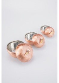 Resim El İşi Bakır Baharat Takımı 3 Lü Elma Motif El Dövmesi Dekoratif Yükseklik 1 6,5cm 2 8,5c 3 10,5cm Bakır 