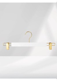Resim Beyaz Ahşap Pantolon Etek Askısı Gold Kancalı 10 Adet Beyaz 