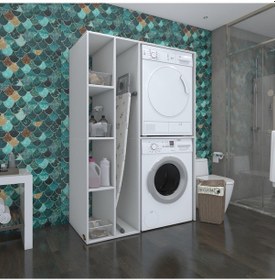 Resim Kenzlife Çamaşır-Kurutma Makinesi Dolabı Alyusha Sol Byz 180*120*60 Banyo Kapaksız Arkalıksız Çok Renkli 