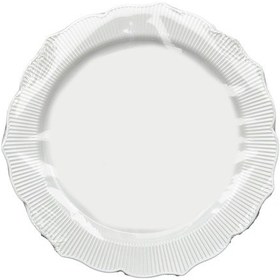 Resim Omeyva Davet Parti Sunum Doğum Günü Beyaz Renkli Sert Plastik Mika Tabak - 22 Cm. - 6 Adetlik 3 Paket 