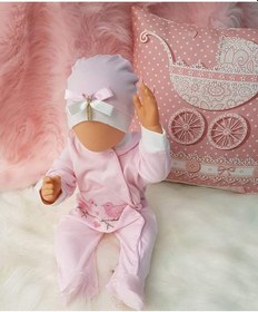 Resim Kız Bebek Tulum Pembe Beyaz Pembe 