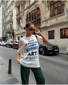 Resim Art Baskılı T-shirt Eşofman Altı Jogger-baskılı Alt Üst Eşofman Takım Oversize Bisiklet Yaka Yeşil 