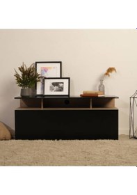 Resim Vision Çekmeceli Tv Sehpası - Açık Ceviz Tori -Siyah117 x 48 x 40 CM 