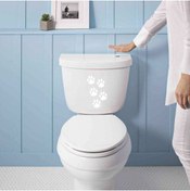 Resim cnpromosyon Kedi Pati Izleri Silüeti Dekoratif Wc Klozet Sticker, Çıkartma, Etiket Beyaz 