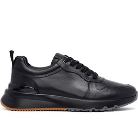 Resim Derimod Erkek Siyah Bağcıklı Hakiki Deri Casual Sneaker,Kışlık Spor Ayakkabı 25WFD612818 