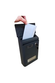 Resim EYM Akşan Metal Çatılı Ilan Posta Kutusu Dış Mekan Antrasit 