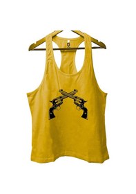 Resim Top Glory Guns Sarı Gym Fitness Tank Top Sporcu Atleti 