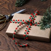 Resim 5M Polyester Pompom Kurdele, Kırmızı & Yeşil, Festif Kulak Düğmesi Hediye Paketleme, Dikiş El Sanatları Malzemeleri, Sanatsal & El Sanatları Hediye Paketleme Bandı 