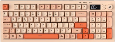Resim Hawk Gaming Hk230 Membrane Lcd Rgb Kablosuz/bluetooth Pembe Turuncu Full Türkçe Gaming Klavye 