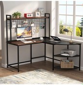 Resim Zizuva Tasarım L Model Panolu Çalışma Masası Ceviz 