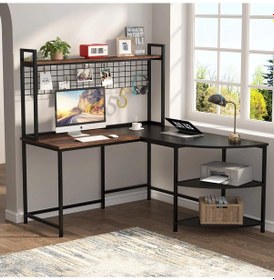 Resim Zizuva Tasarım L Model Panolu Çalışma Masası Ceviz 