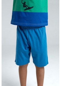 Resim Rolypoly Roly Poly Renkli Erkek Çocuk Kısa Kol Bermuda Şortlu Pijama Takım Yeşil 